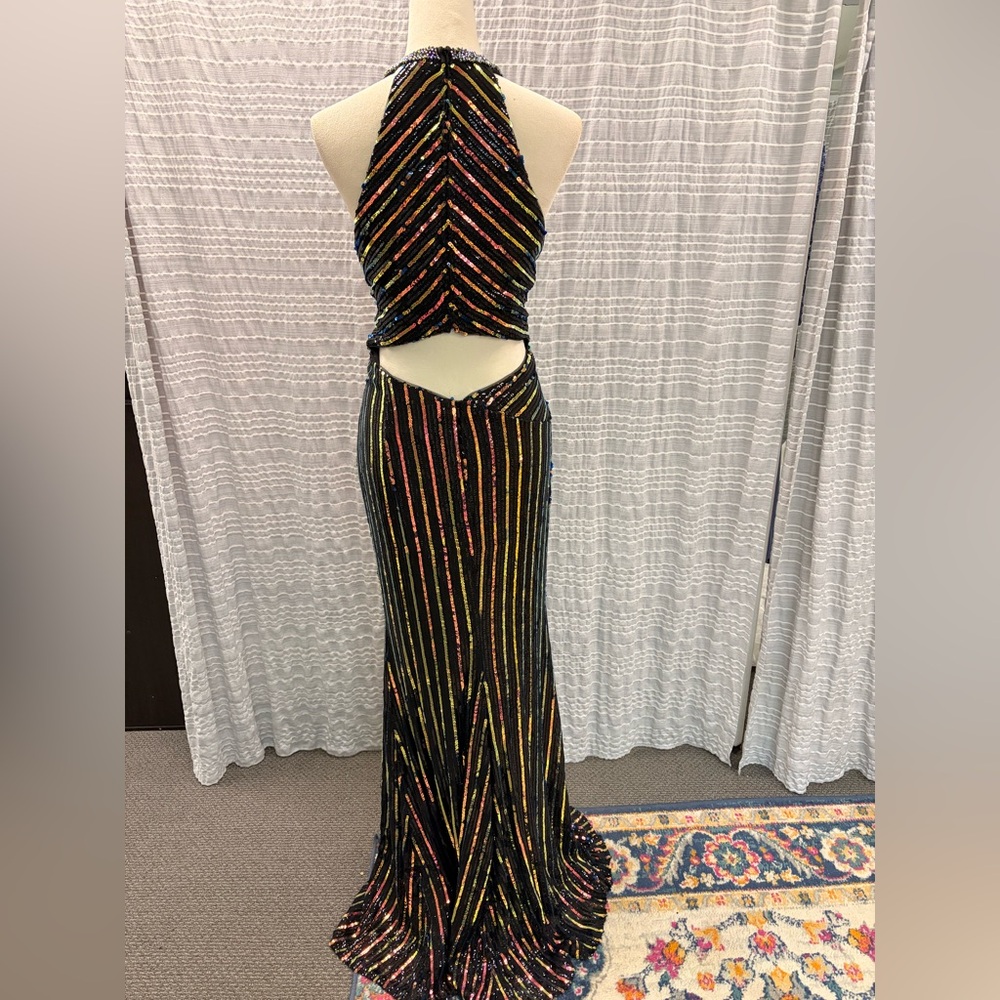Johnathan Kayne Black and Multicolor Sequin Gown - Picture 6 of 8